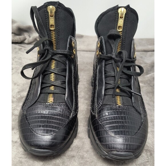 Ash Hi Top Sneaker Womens 37 Black Muse Lace Up Round Toe Crocodile Print Casual - Picture 2 of 14